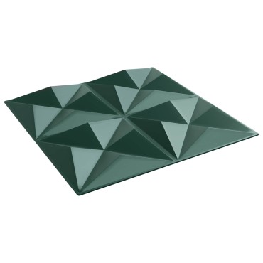 vidaXL Πάνελ τοίχου 12 τμχ. 50 x 50 cm Οριγκάμι Πράσινο Φελιζόλ XPS
