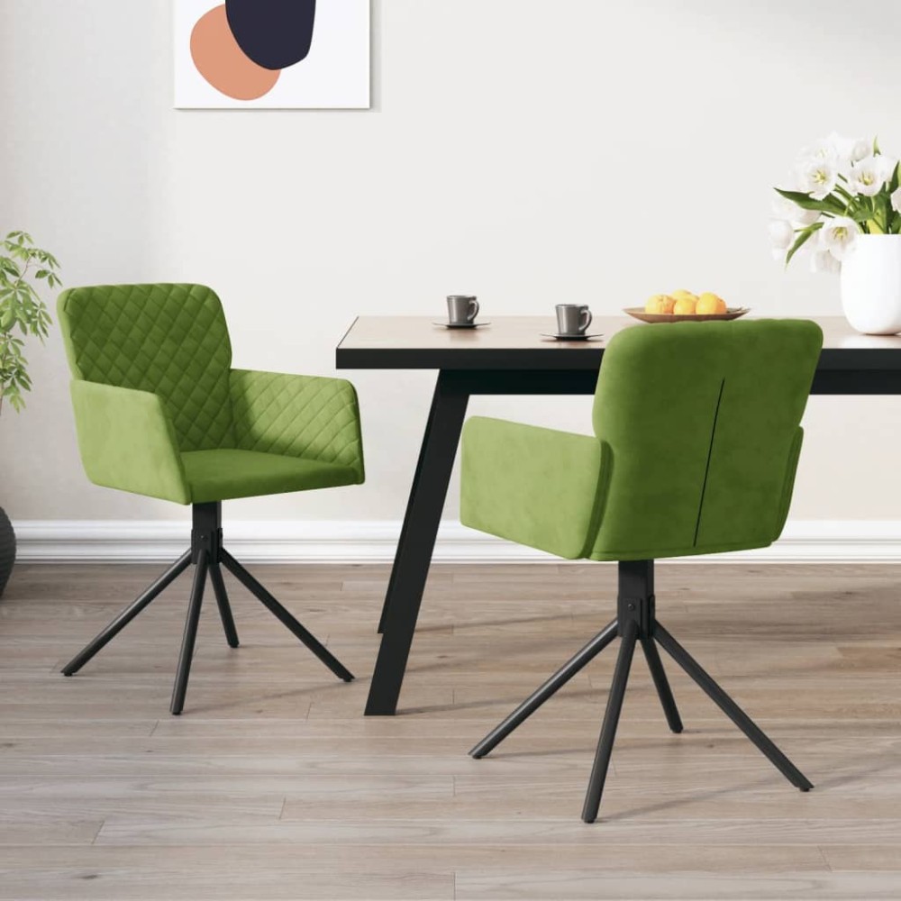 vidaXL Καρέκλες Τραπεζαρίας Περιστρ. 2 τεμ. Ανοιχτό Πράσινο Βελούδινες 51,5x59x83,5cm vidaXL Καρέκλες Τραπεζαρίας Περιστρ. 2 τεμ. Ανοιχτό Πράσινο Βελούδινες 51,5x59x83,5cm