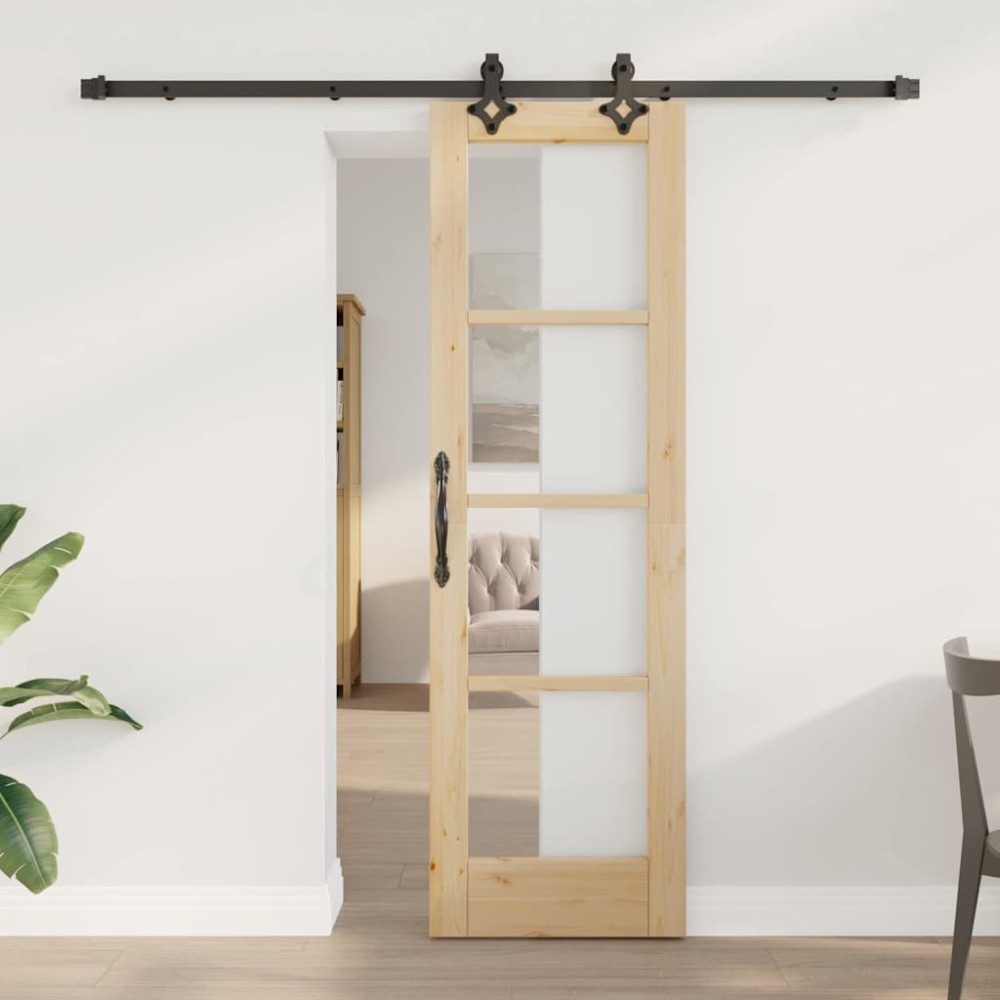 vidaXL Συρόμενη Πόρτα ORKDAL Φυσικό και Μαύρο 61 x 198,5 εκ.