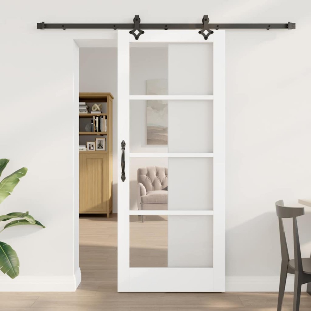 vidaXL Συρόμενη Πόρτα ORKDAL 83 x 202 εκ. Μασίφ ξύλο πεύκου και γυαλί