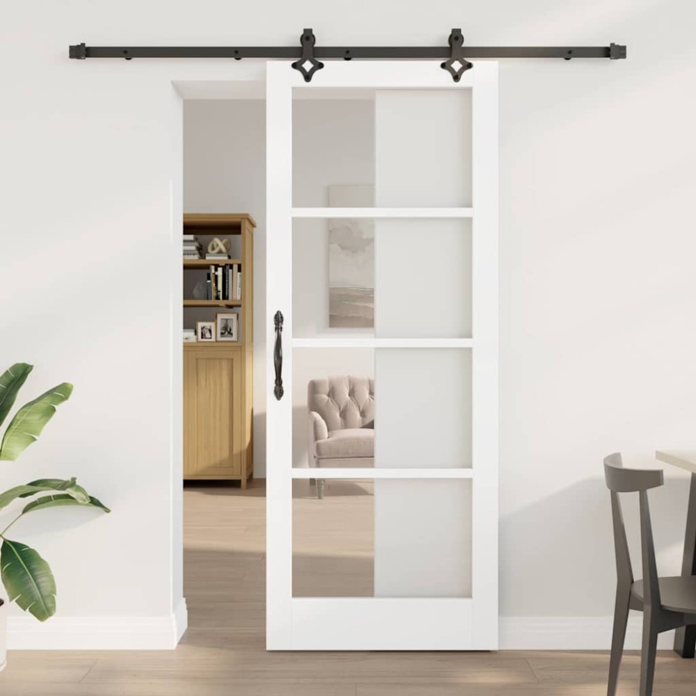 vidaXL Συρόμενη Πόρτα ORKDAL 83 x 211 εκ. Μασίφ ξύλο πεύκου και γυαλί