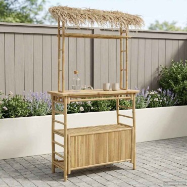 vidaXL Εξωτερικό τραπέζι μπαρ Φυσικό 110x50x209cm Μπαμπού
