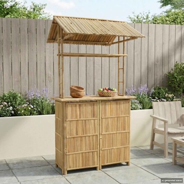 vidaXL Εξωτερικό τραπέζι μπαρ Φυσικό 115x95x214cm Μπαμπού