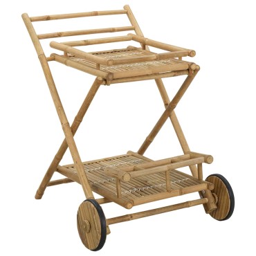 vidaXL Τρόλεϊ Υπηρεσίας με Ρόδες Φυσικό 79x67,5x84cm Μπαμπού