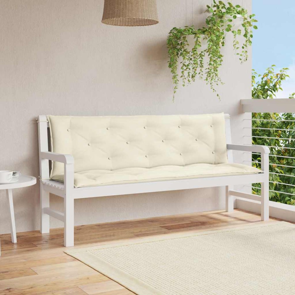 vidaXL Μαξιλάρι Πάγκου Κήπου Κρεμ Λευκό 150x(50+50)x7cm Ύφασμα Oxford