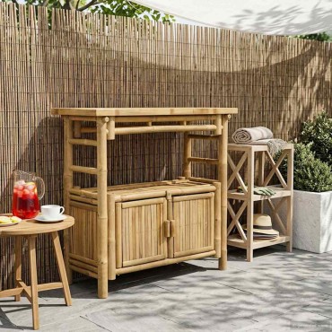 vidaXL Τραπέζι κονσόλας με ράφι Φυσικό 80x35x75cm Μπαμπού