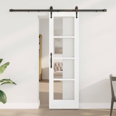 vidaXL Συρόμενη Πόρτα Λευκό και Μαύρο 61 x 198,5 εκ.