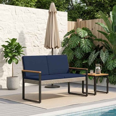 vidaXL Εξωτερικός πάγκος Γκρι και Navy Blue 107x61x80cm