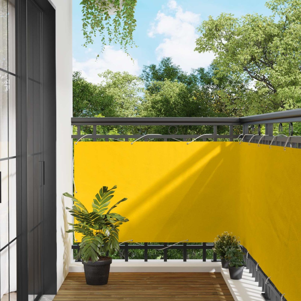 vidaXL Οθόνη Μπαλκονιού Ορθογώνιος 100 x 500 cm Ύφασμα Όξφορντ Κίτρινο