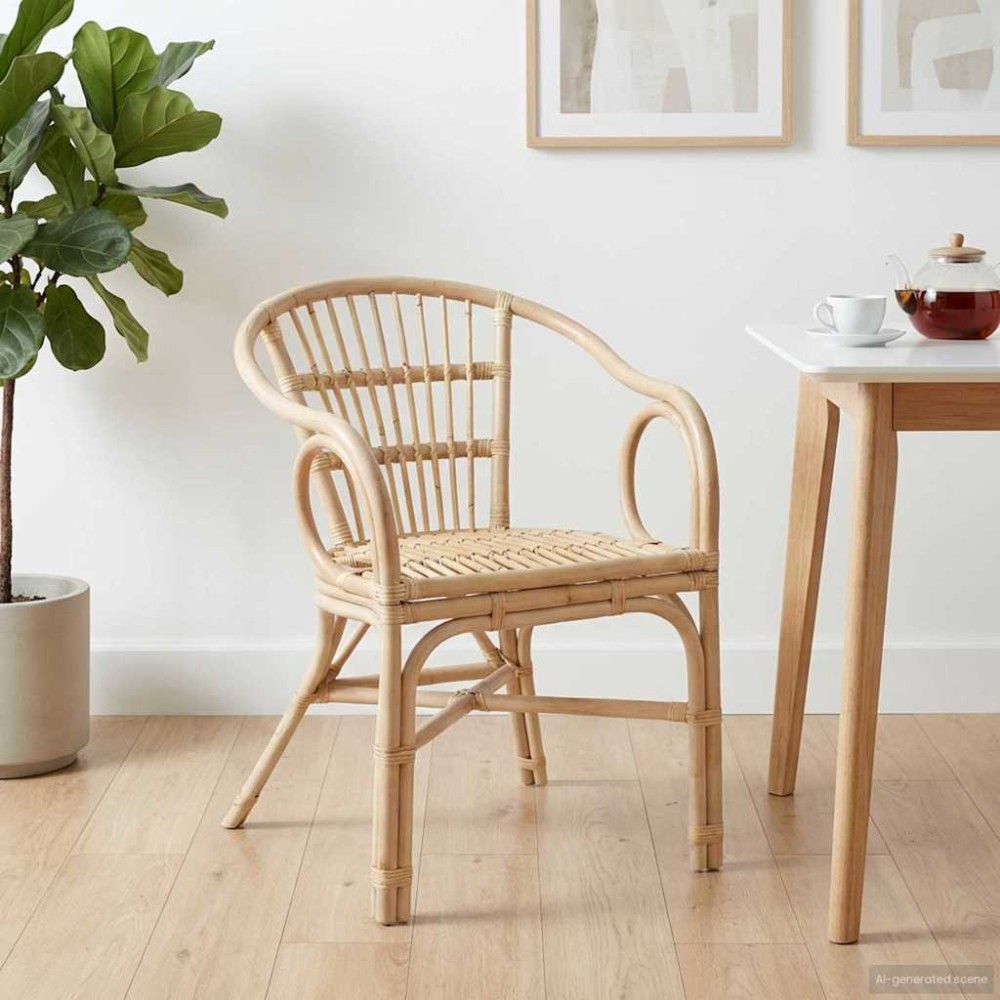 vidaXL Στοιβαζόμενη Καρέκλα Φυσικό 58x60x81cm Ρατάν 1 τεμ.