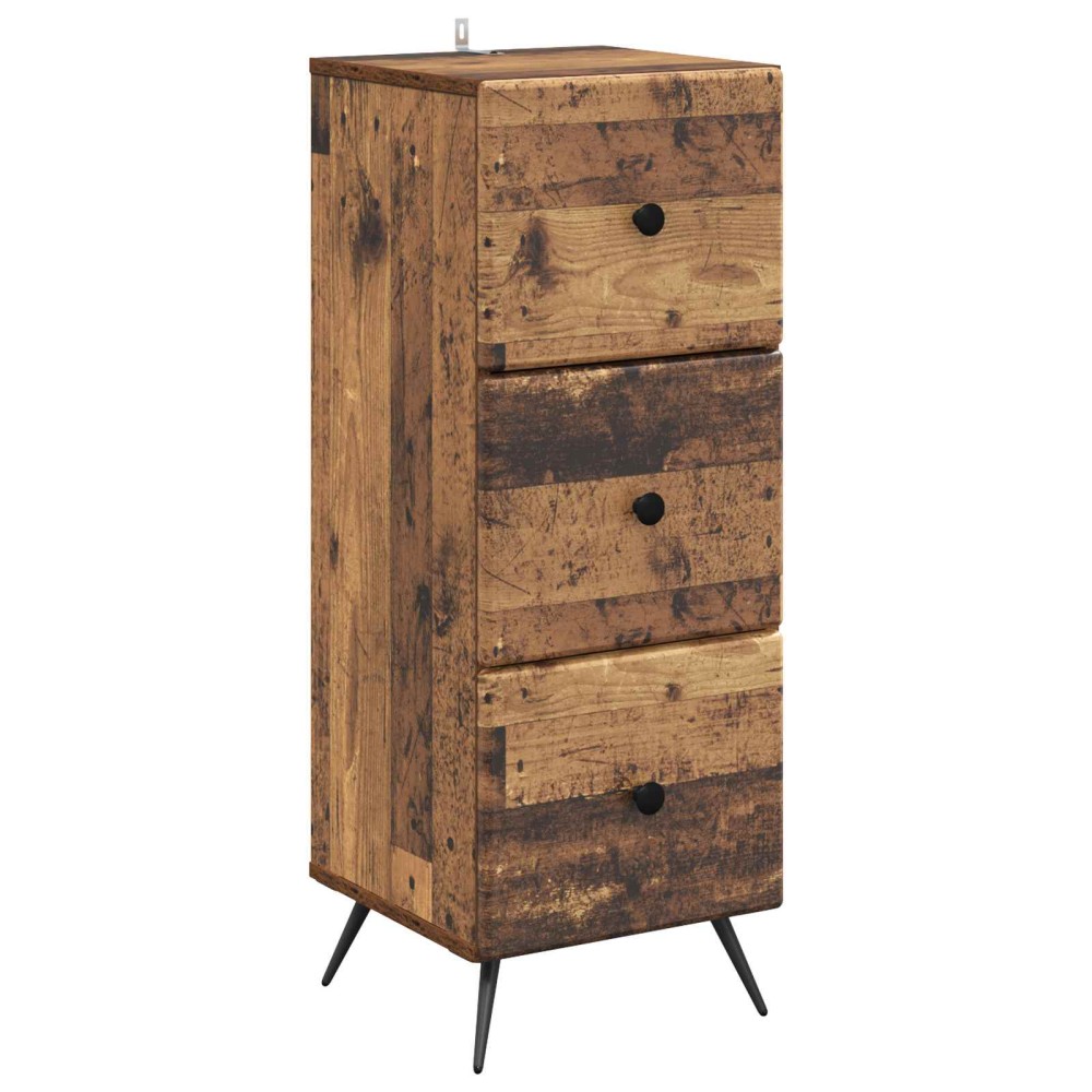 vidaXL Ντουλάπι με Συρτάρια Παλαιωμένο ξύλο 33x34,5x90 εκ 1 τεμ.
