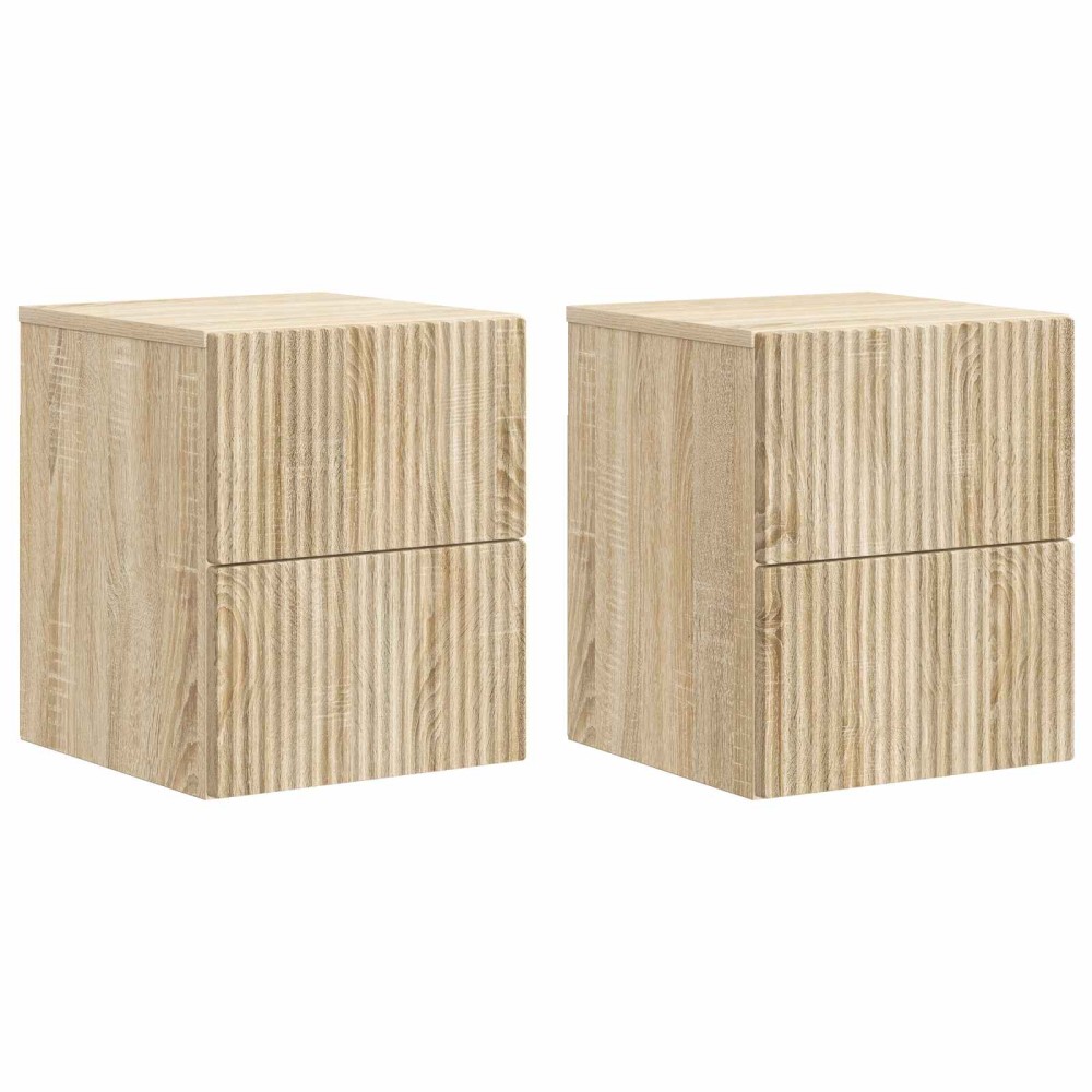 vidaXL Τοίχου Κρεμαστό Κομοδίνο 2 τεμ. Sonoma Δρυς 33x34,5x40 εκ