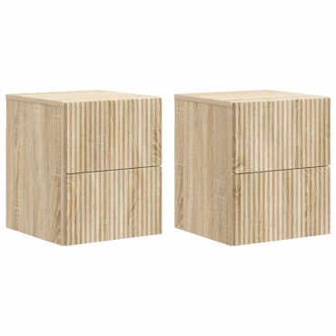 vidaXL Τοίχου Κρεμαστό Κομοδίνο 2 τεμ. Sonoma Δρυς 33x34,5x40 εκ