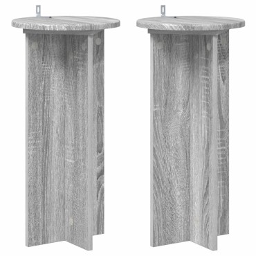vidaXL Βάση φυτών 2 τμχ. Γκρι Sonoma 29,5 x 29,5 x 60 εκ.