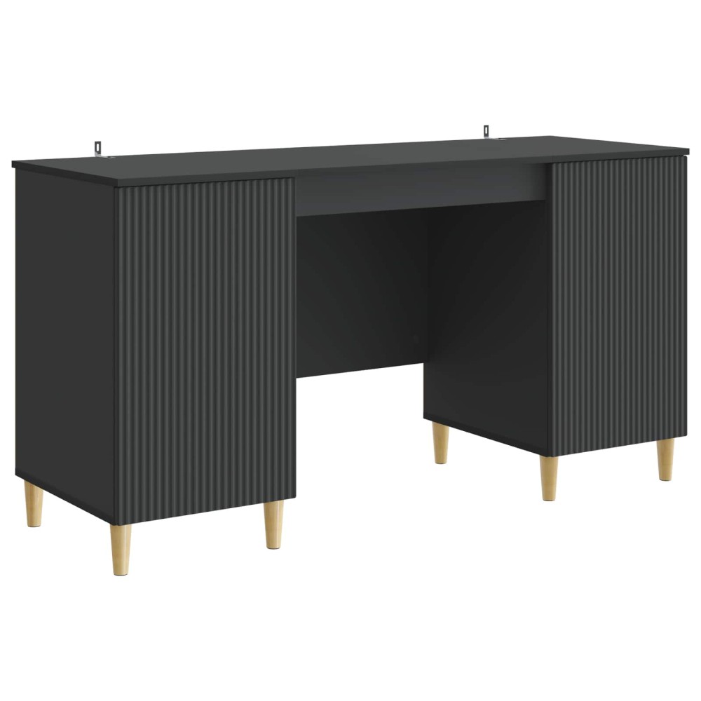 vidaXL Γραφείο με ράφι Μαύρο 142,5x50x75cm Επεξεργασμένο Ξύλο 1 τεμ.