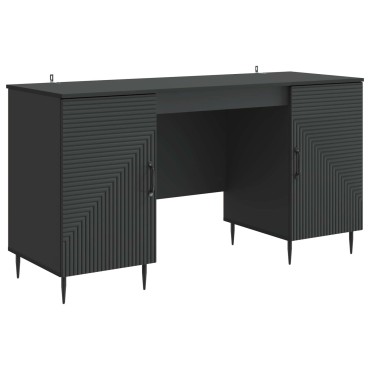 vidaXL Γραφείο με ράφι Μαύρο 142,5x50x75cm Επεξεργασμένο Ξύλο 1 τεμ.