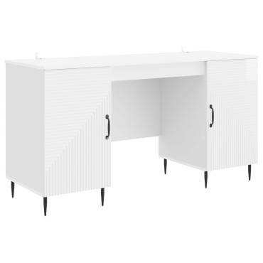vidaXL Γραφείο Γυαλιστερό Λευκό 142,5x50x75cm Επεξεργασμένο Ξύλο 1 τεμ.