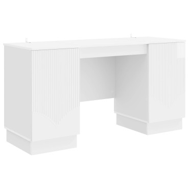 vidaXL Γραφείο Γυαλιστερό Λευκό 142,5x50x75cm Επεξεργασμένο Ξύλο 1 τεμ.