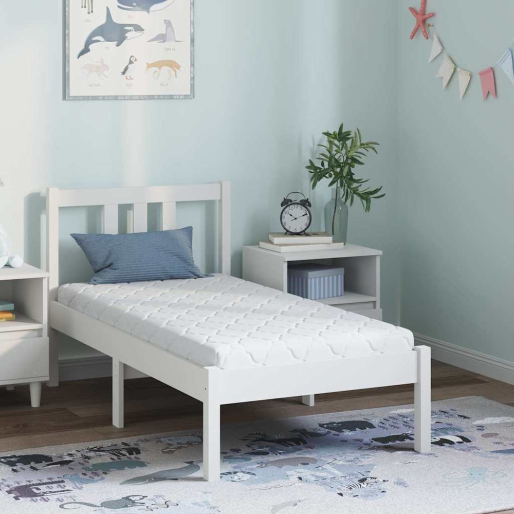 vidaXL Στρώμα Λευκό 70x140cm Ζακάρ ύφασμα 1 τεμ. - Μονό