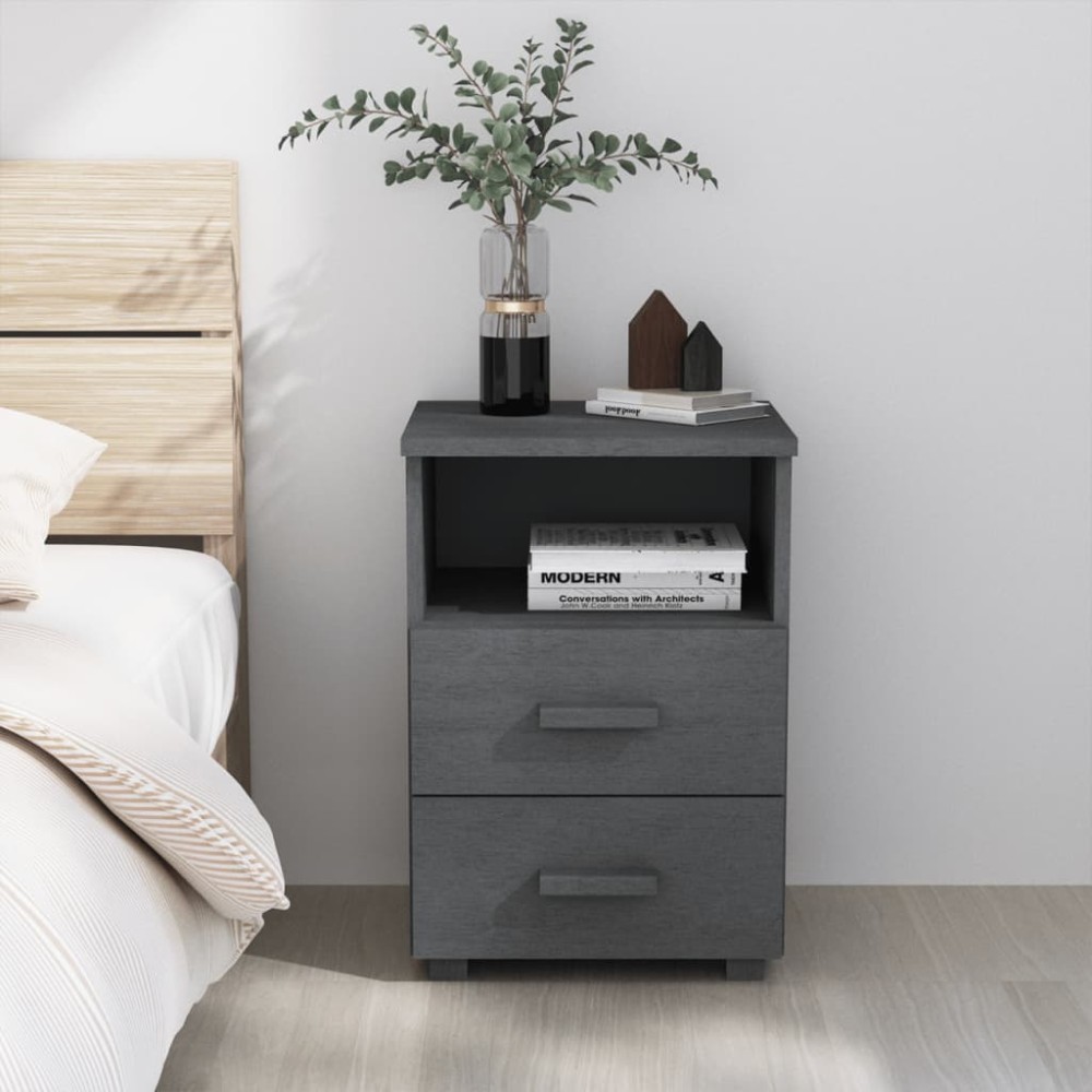 vidaXL Κομοδίνο HAMAR Γκρι 40x35x62cm από Μασίφ Ξύλο Πεύκου 1 τεμ.