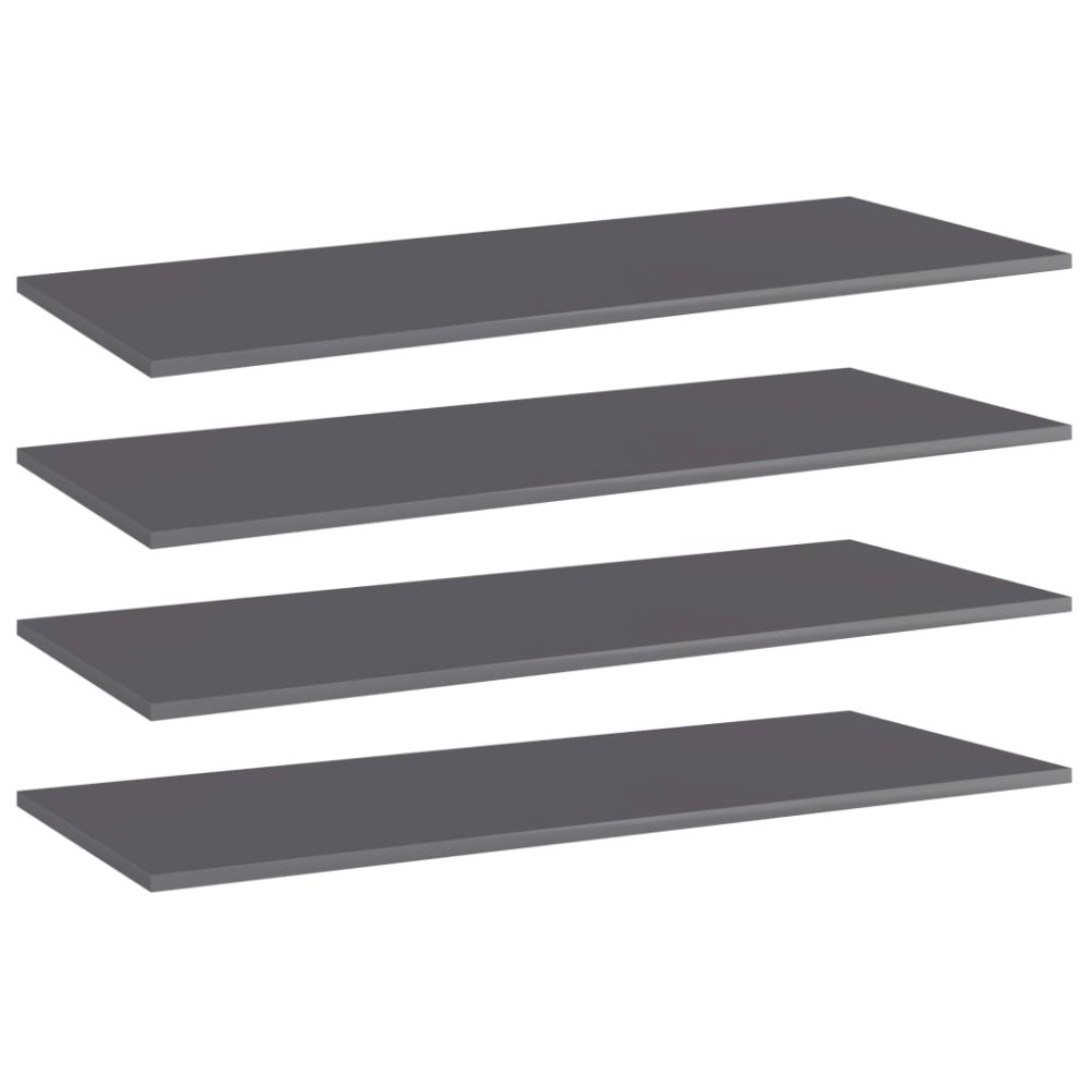 vidaXL Ράφια Βιβλιοθήκης 4 τεμ. Γυαλ. Γκρι 100x40x1,5cm Μοριοσανίδα