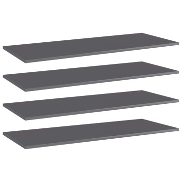 vidaXL Ράφια Βιβλιοθήκης 4 τεμ. Γυαλ. Γκρι 100x40x1,5cm Μοριοσανίδα