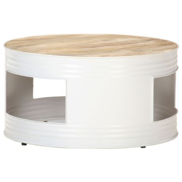 vidaXL Τραπέζι Σαλονιού Λευκό 68x68x36cm από Μασίφ Ξύλο Μάνγκο 1 τεμ.