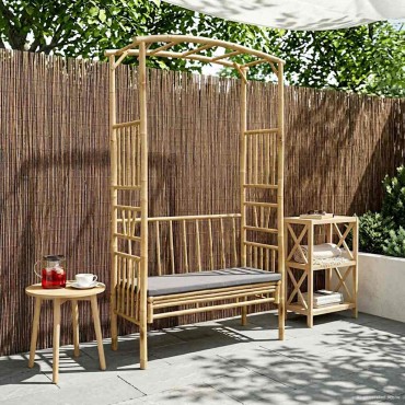 vidaXL Κήπος Καμάρα με Παγκάκι Σκούρο Γκρι 115 x 50 x 205 εκ. Μπαμπού