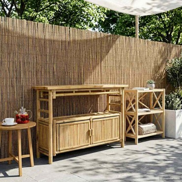 vidaXL Τραπέζι κονσόλας με ράφι Φυσικό 110x35x75cm Μπαμπού