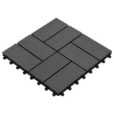 vidaXL Πλάκα Κατασκευής 11 τμχ. Γκρι 30 x 30 cm WPC