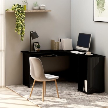 vidaXL Γραφείο Γωνιακό Γυαλιστερό Μαύρο 120x140x75cm Μοριοσανίδα 1 τεμ.
