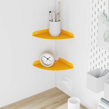 vidaXL Floating Ράφι Γωνίας Γωνιακή βάση 2 τεμ. Χαμομηλί κίτρινο 18x18x2cm
