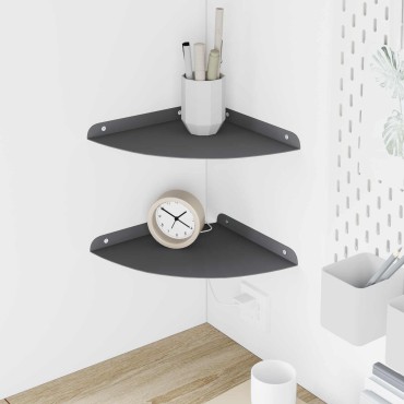 vidaXL Floating Ράφι Γωνίας 2 τεμ. Ανθρακί 24x24x2 εκ
