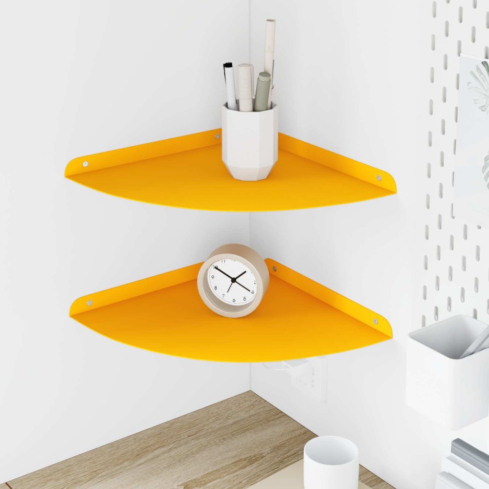 vidaXL Floating Ράφι Γωνίας Γωνιακή βάση 2 τεμ. Χαμομηλί κίτρινο 30x30x2cm
