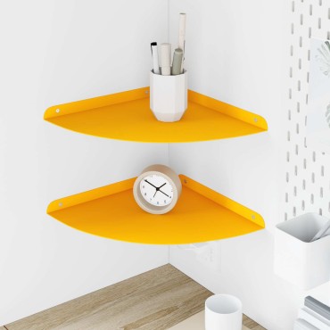 vidaXL Floating Ράφι Γωνίας Γωνιακή βάση 2 τεμ. Χαμομηλί κίτρινο 30x30x2cm