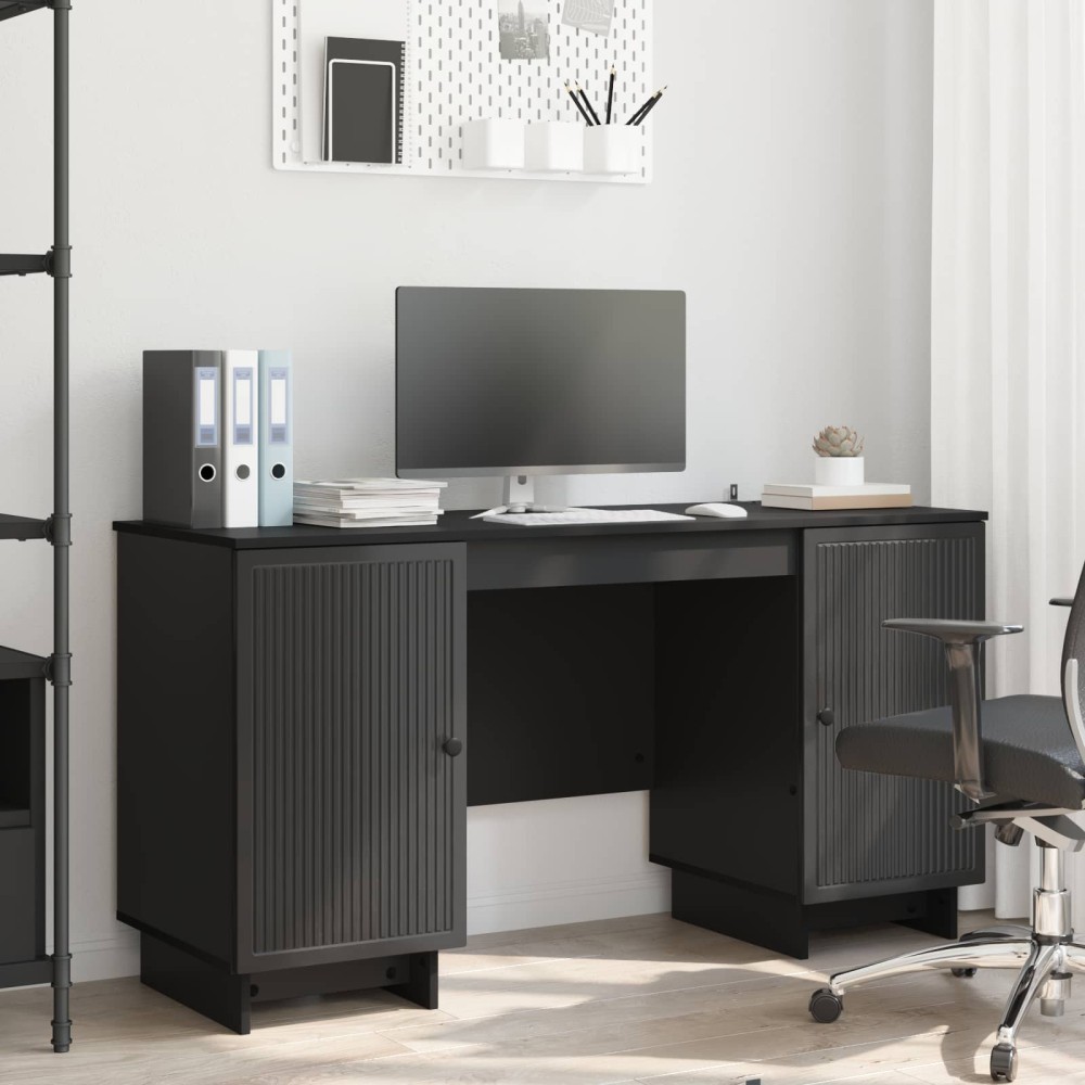 vidaXL Γραφείο Μαύρο Επεξεργασμένο Ξύλο 142,5x50x75cm 1 τεμ.