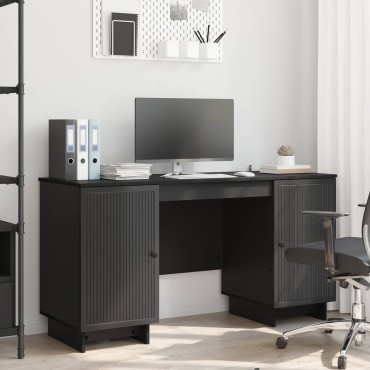 vidaXL Γραφείο Μαύρο Επεξεργασμένο Ξύλο 142,5x50x75cm 1 τεμ.