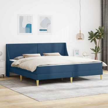 vidaXL Σκελετός κρεβατιού με στρώμα Μπλε 180x200cm Πολυεστέρας