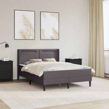 vidaXL Σκελετός κρεβατιού με στρώμα Γκρι 140x190cm Τεχνητό Δέρμα