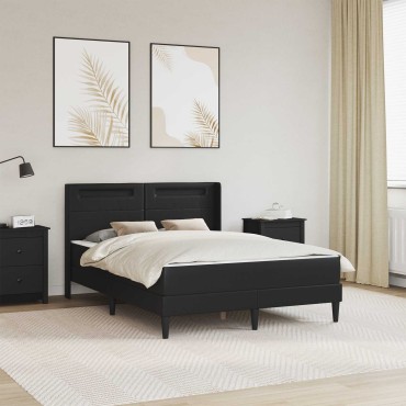 vidaXL Σκελετός κρεβατιού με στρώμα Μαύρο 140 x 190 cm Τεχνητό Δέρμα