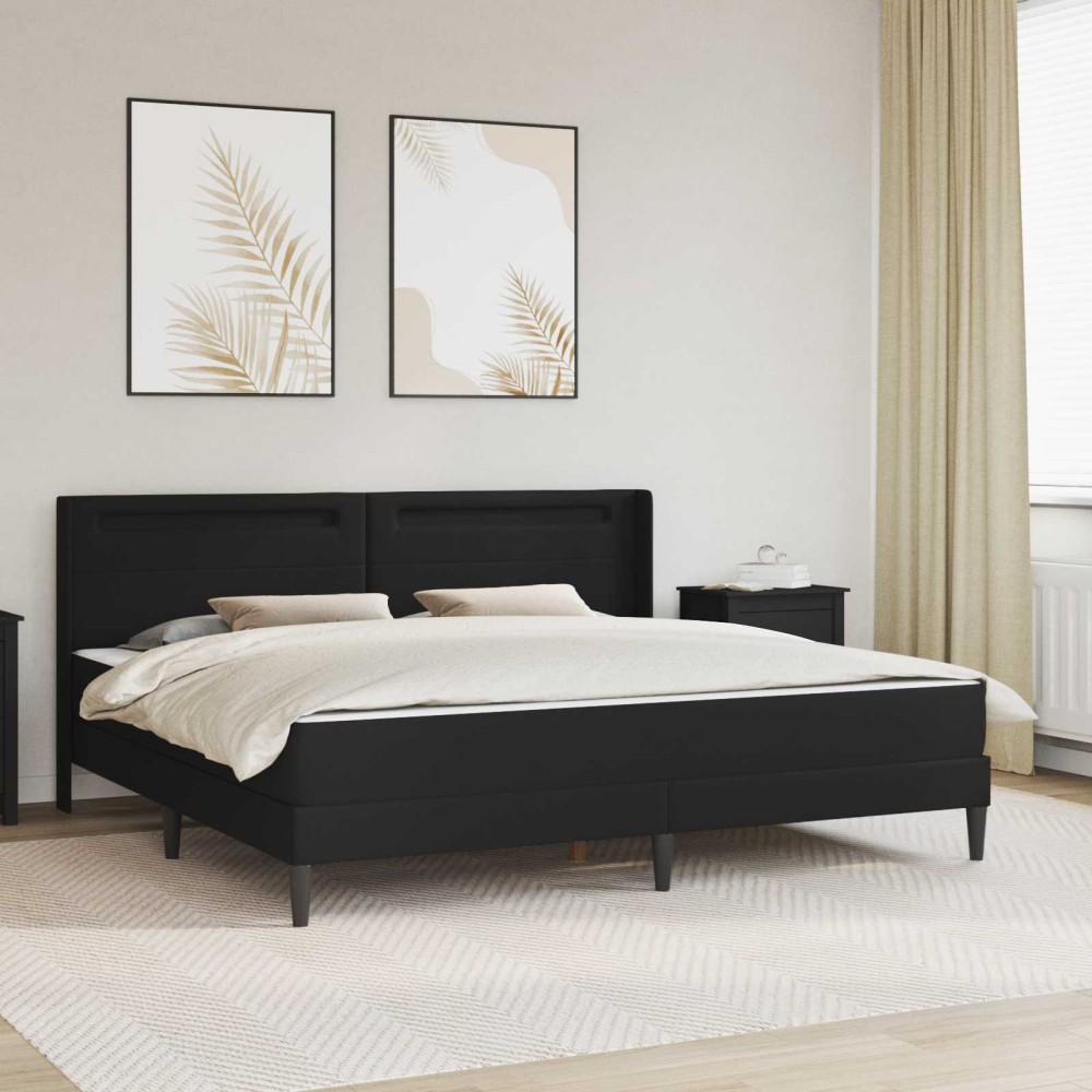 vidaXL Σκελετός κρεβατιού με στρώμα Μαύρο 180 x 200 cm Τεχνητό Δέρμα