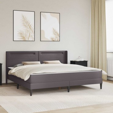 vidaXL Σκελετός κρεβατιού με στρώμα Γκρι 200x200cm Τεχνητό Δέρμα