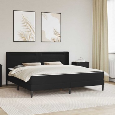 vidaXL Σκελετός κρεβατιού με στρώμα Μαύρο 200x200cm Τεχνητό Δέρμα