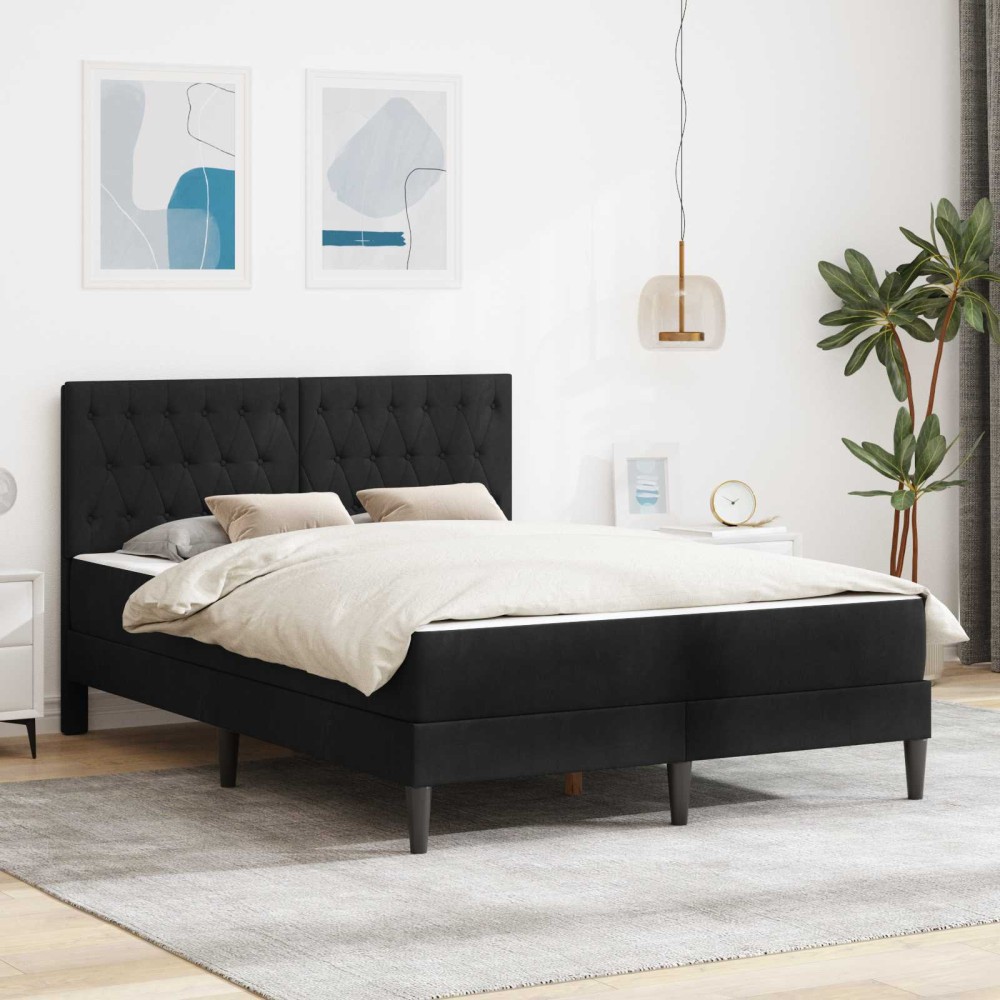vidaXL Σκελετός κρεβατιού με στρώμα Μαύρο 140 x 190 cm Βελούδο