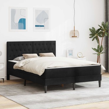 vidaXL Σκελετός κρεβατιού με στρώμα Μαύρο 140 x 190 cm Βελούδο