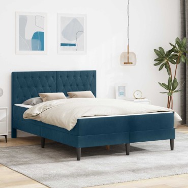 vidaXL Σκελετός κρεβατιού με στρώμα Μπλε 160x200cm Βελούδο