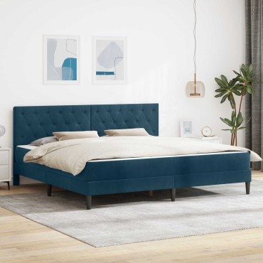 vidaXL Σκελετός κρεβατιού με στρώμα Μπλε 180x200cm Βελούδο