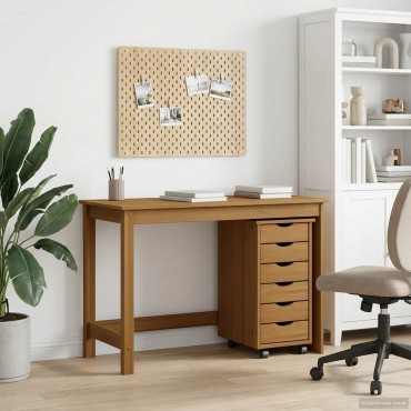 vidaXL Σετ Γραφείου και Κινητού Ντουλαπιού MOSS 2 pcs Μέλι Καφέ