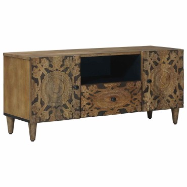 vidaXL Ντουλάπι TV Καφέ 105x33,5x46cm Στερεό ξύλο μάνγκο 1 τεμ.
