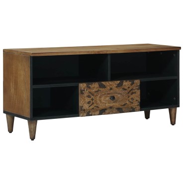 vidaXL Ντουλάπι TV με ράφι Καφέ 100x33,5x46cm Στερεό ξύλο μάνγκο 1 τεμ.
